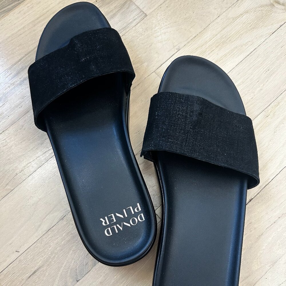 Donald Pliner suede slides